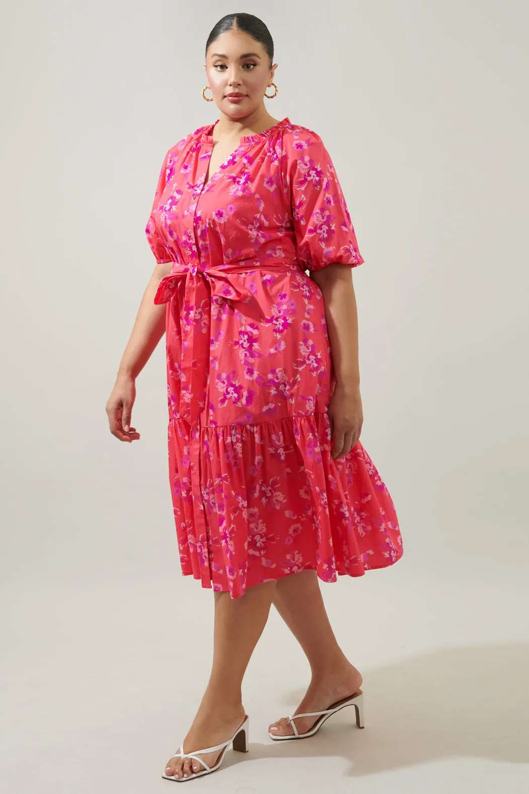 Magnolis Rhubarb Wynette Tiered Midi Dress Curve sold by Sugarlips product image thumbnail 3