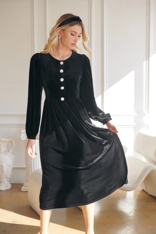Saratoga Velvet Midi Dress sold by Sugarlips