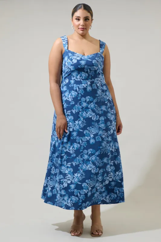 Bary Floral Smocked Maxi Dress Curve made by Sugarlips