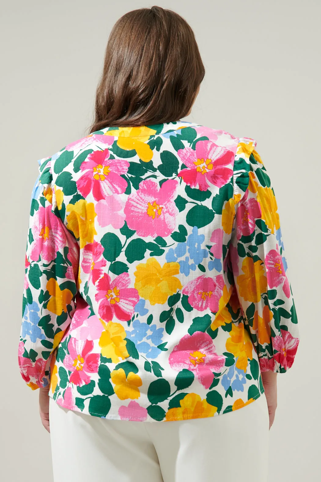 Kokomo Floral Martina Balloon Sleeve Button Down Blouse Curve sold by Sugarlips product image thumbnail 2