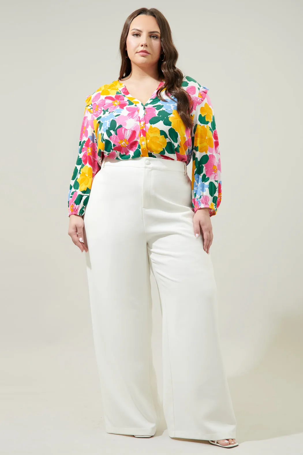 Kokomo Floral Martina Balloon Sleeve Button Down Blouse Curve sold by Sugarlips product image thumbnail 4
