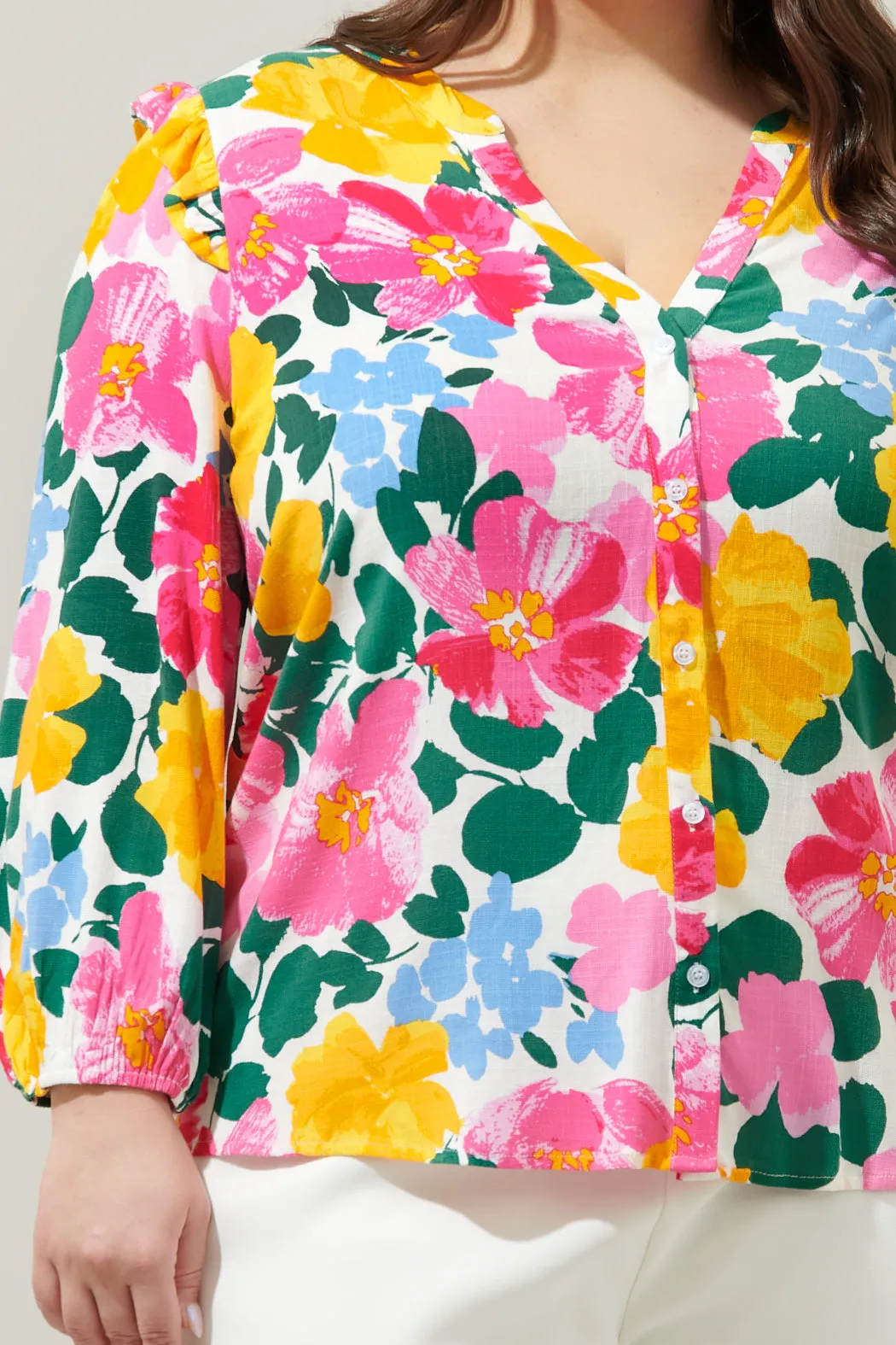 Kokomo Floral Martina Balloon Sleeve Button Down Blouse Curve sold by Sugarlips product image thumbnail 5