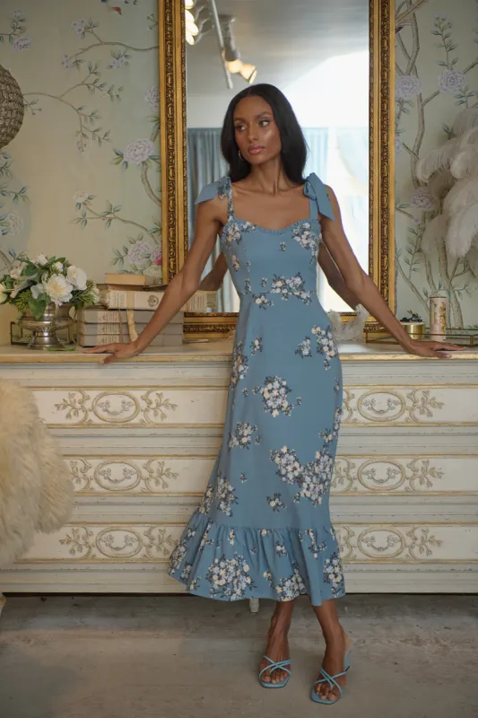 Moxie Floral Baker Tie Strap Midi Dress sold by Sugarlips