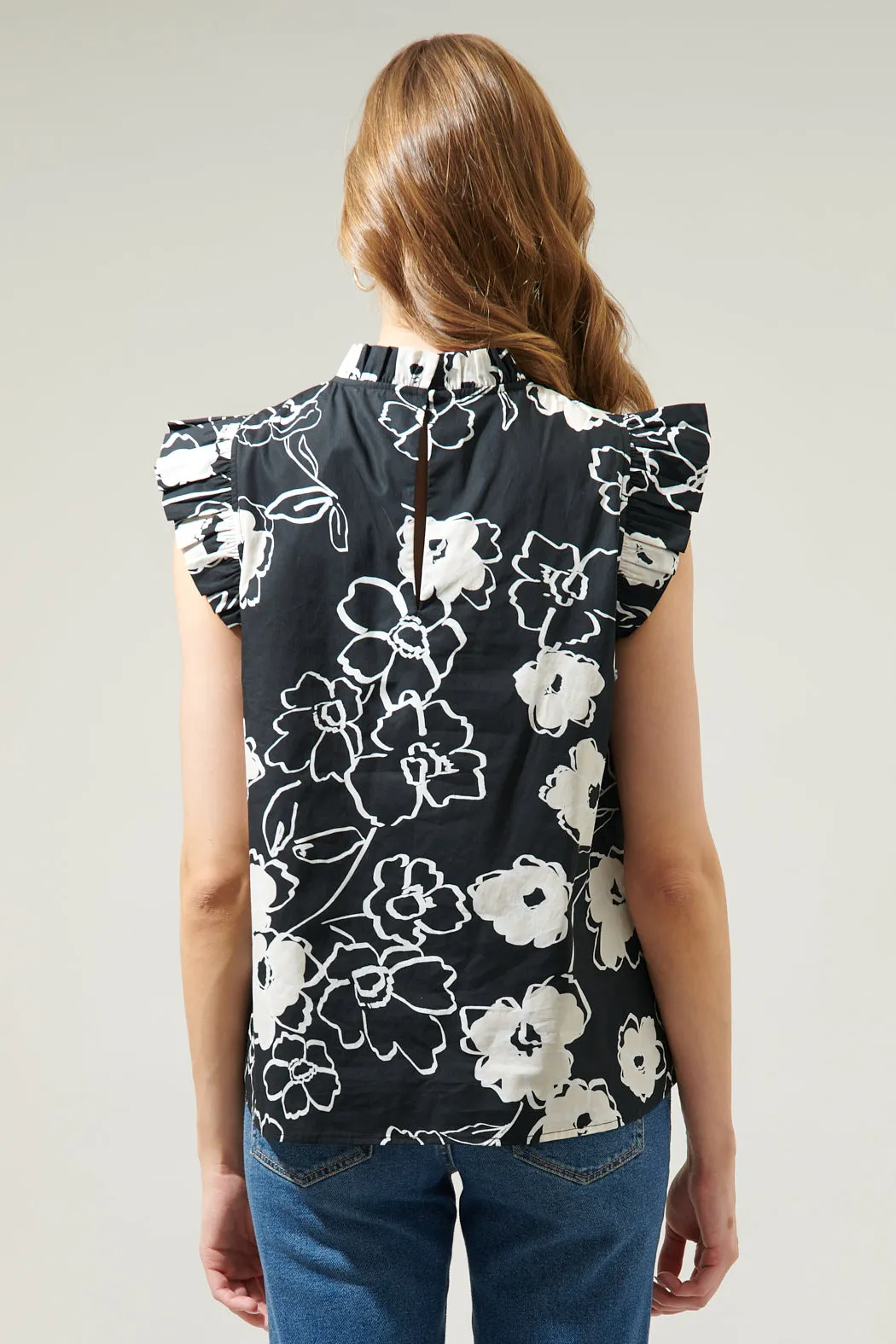 Fabienne Floral Gabrielle Mock Neck Poplin Top sold by Sugarlips product image thumbnail 2
