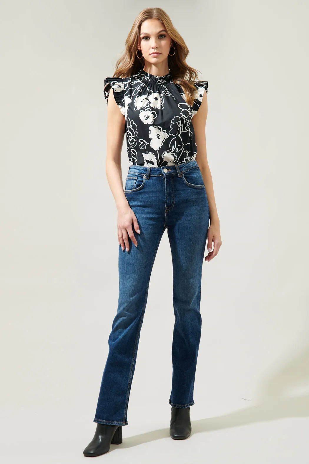 Fabienne Floral Gabrielle Mock Neck Poplin Top sold by Sugarlips product image thumbnail 4