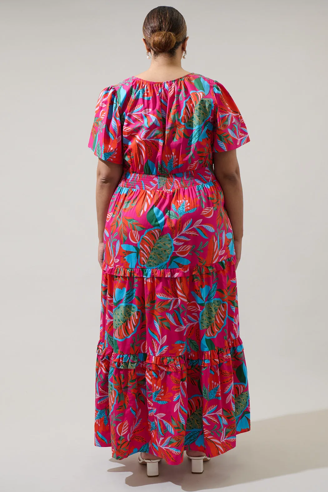 Cactus Blossom Palmer Poplin Tiered Maxi Dress Curve sold by Sugarlips product image thumbnail 2