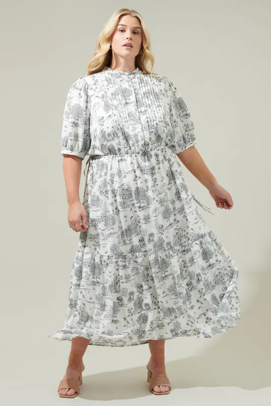 Renzo Toile Pleated Midi Dress Curve sold by Sugarlips