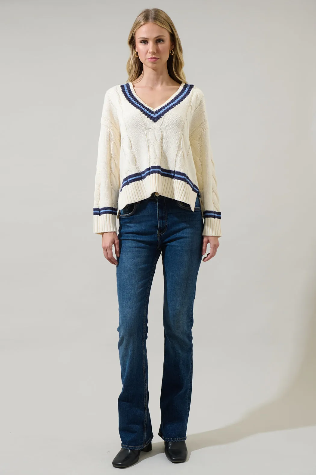 Maryville Cable Knit V Neck Sweater sold by Sugarlips product image thumbnail 4