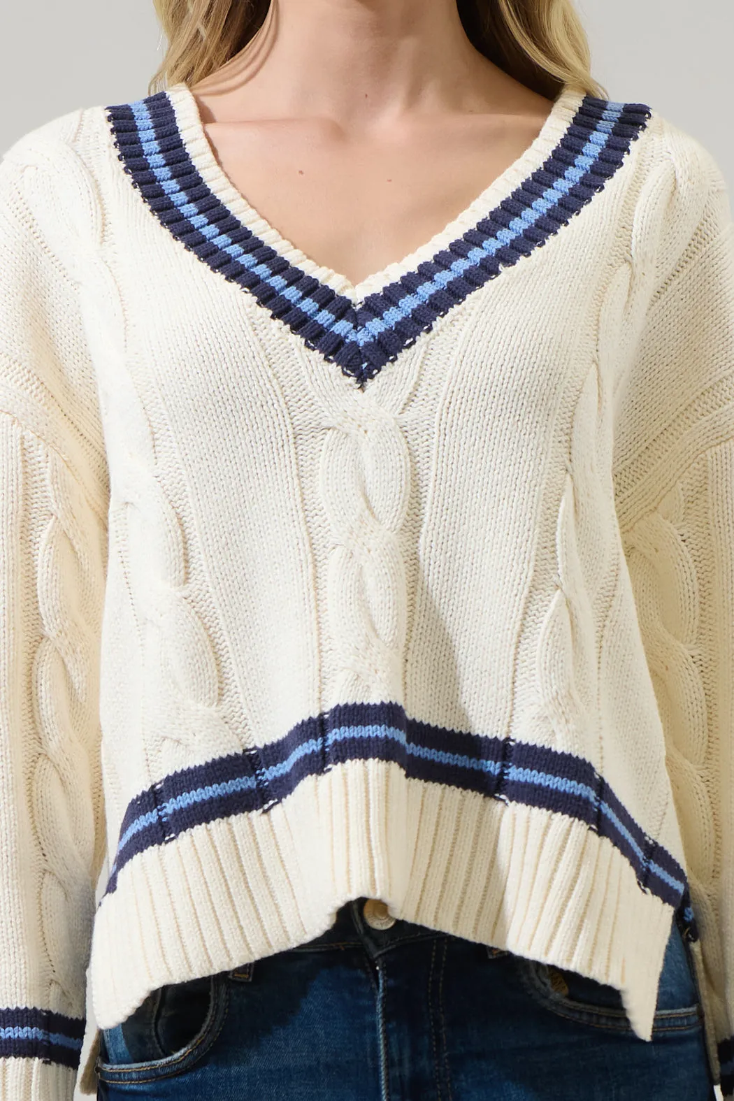 Maryville Cable Knit V Neck Sweater sold by Sugarlips product image thumbnail 5