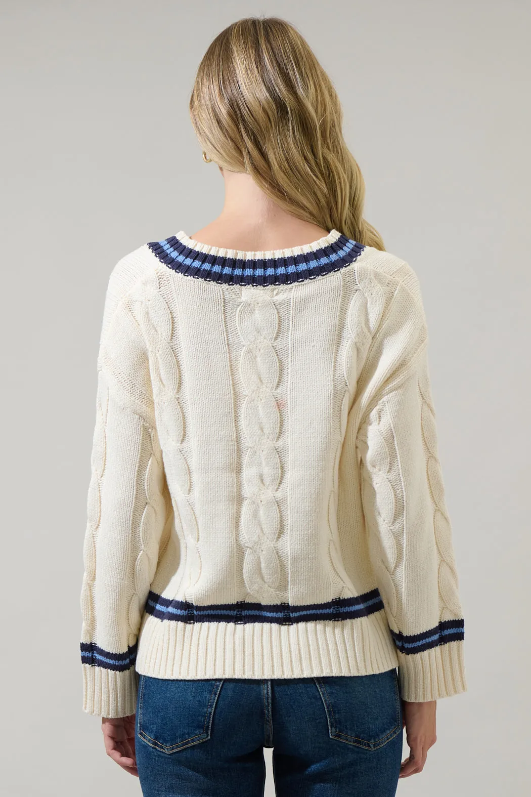 Maryville Cable Knit V Neck Sweater sold by Sugarlips product image thumbnail 2