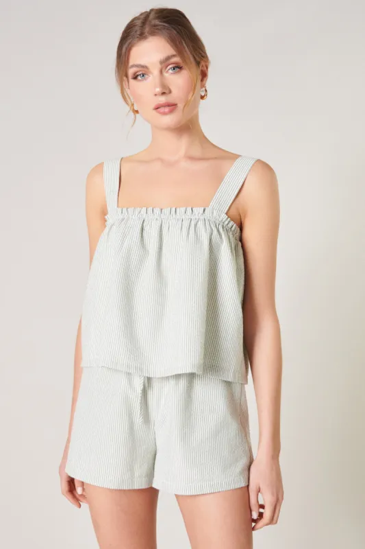 Taliya Seersucker Ruffle Crop Top sold by Sugarlips
