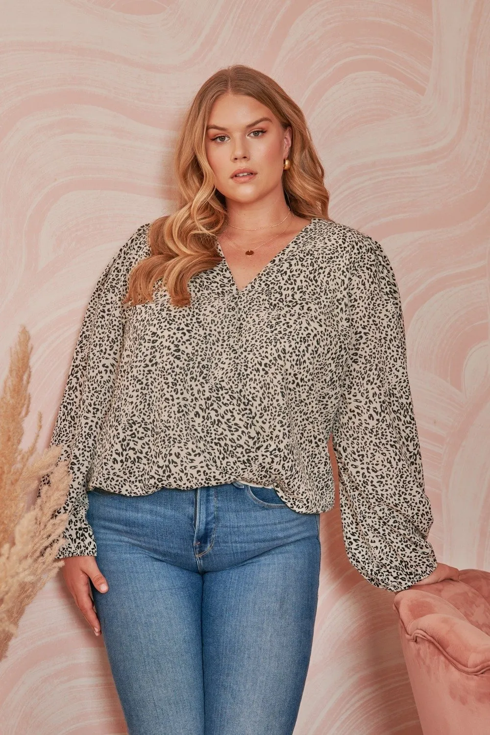Wishful Thinking Bengel Leopard Surplice Blouse Curve sold by Sugarlips