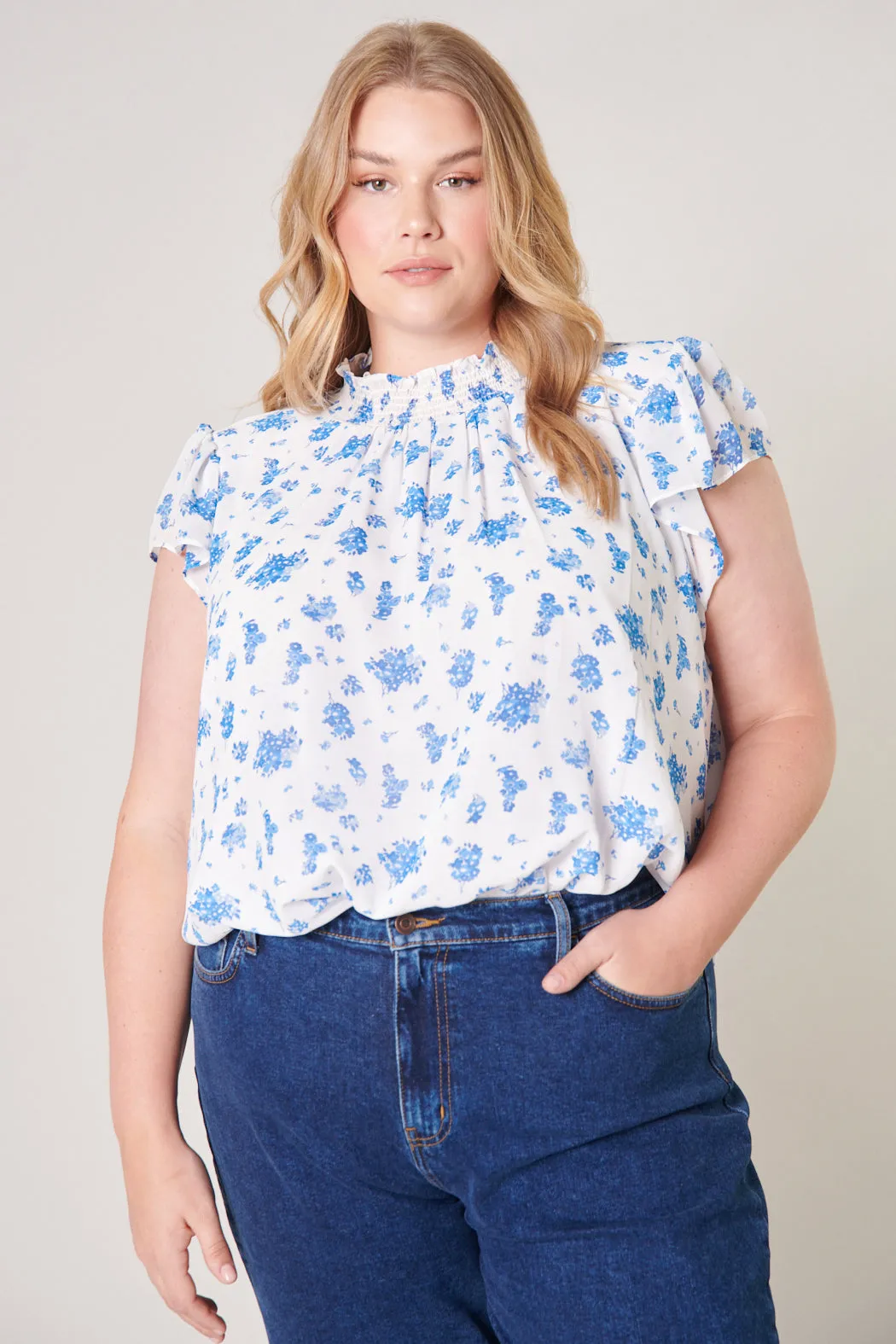 Fond of You Floral Sun Up Mock Neck Top Curve sold by Sugarlips