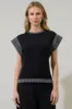 Avilla Contrasted Short Sleeve Sweater Top sold by Sugarlips