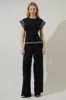 Avilla Contrasted Short Sleeve Sweater Top sold by Sugarlips