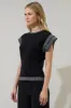 Avilla Contrasted Short Sleeve Sweater Top sold by Sugarlips