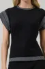 Avilla Contrasted Short Sleeve Sweater Top sold by Sugarlips