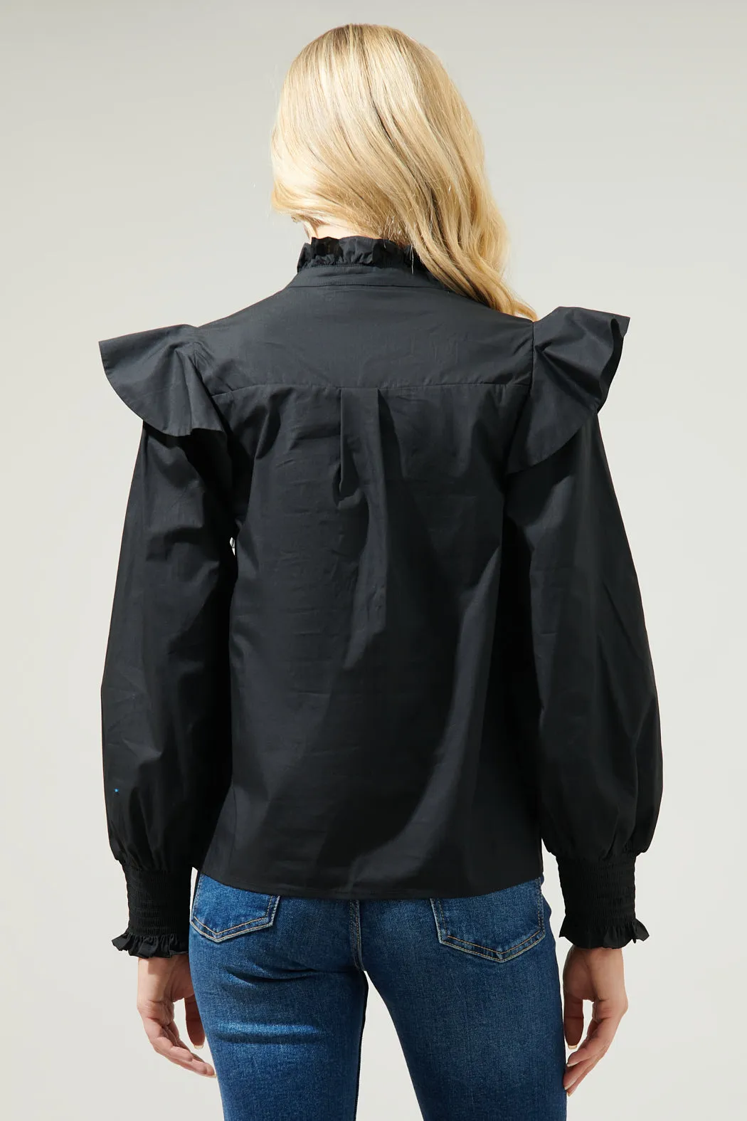 Malbec Ruffle Button Front Poplin Blouse sold by Sugarlips product image thumbnail 2