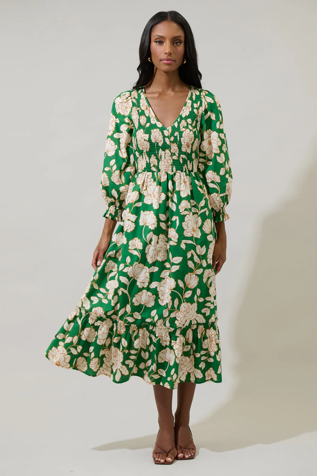 Lucena Floral Lemy Poplin Midi Dress sold by Sugarlips product image thumbnail 2