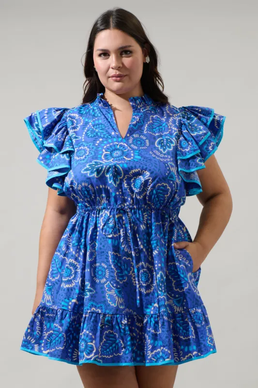 Kenner Floral Alina Ruffle Shift Mini Dress Curve sold by Sugarlips