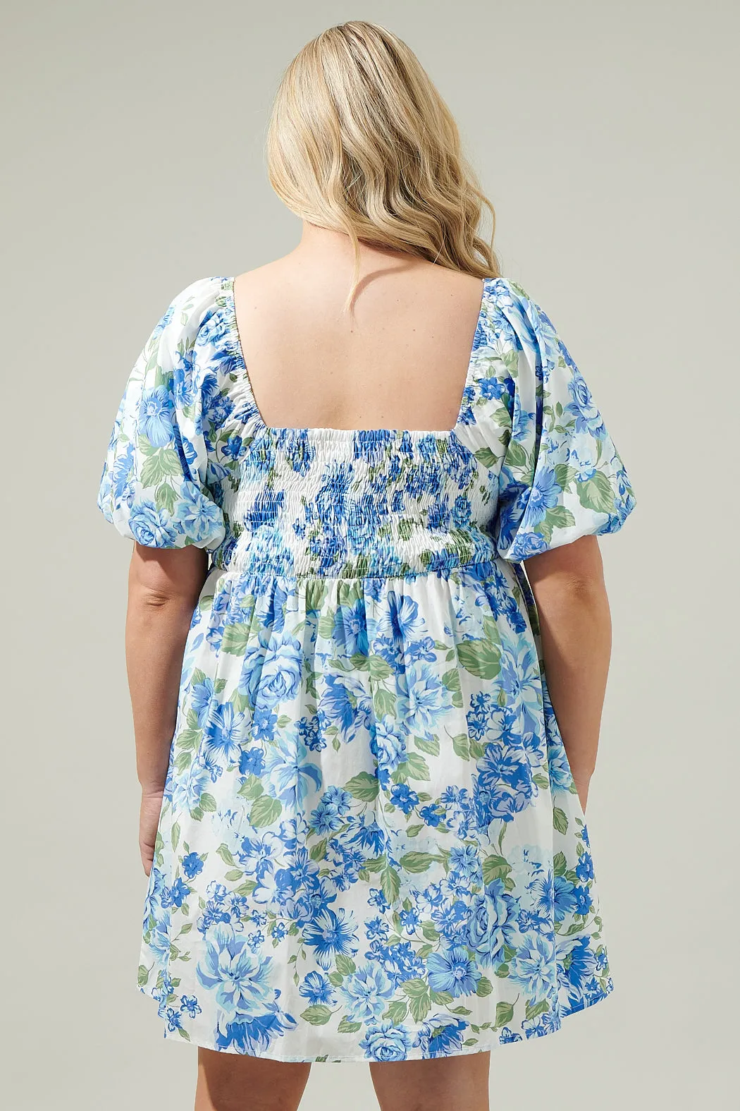 Truth Be Told Blue Floral Pleated Mini Dress Curve sold by Sugarlips product image thumbnail 2