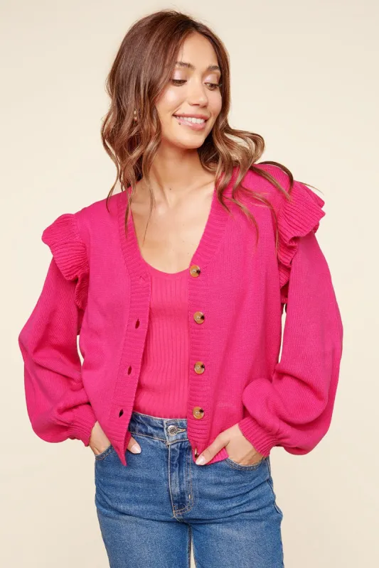 Araceli Ruffle Sleeve Cardigan sold by Sugarlips