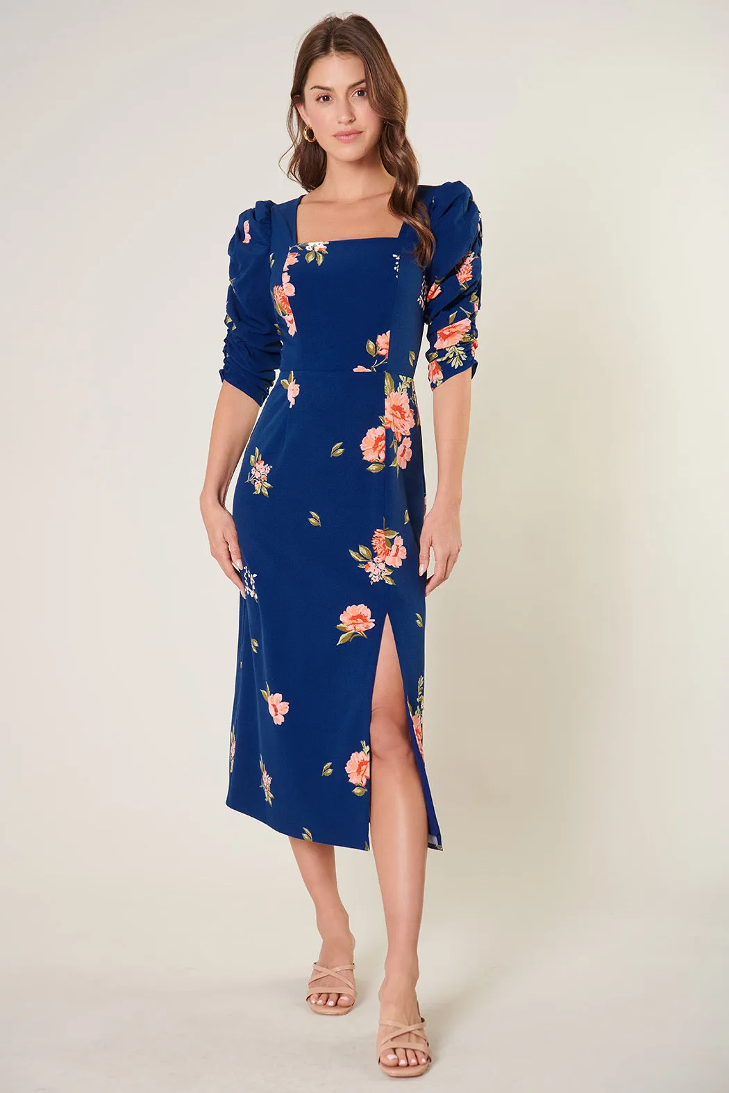 See You Soon Ruched Sleeve Midi Dress sold by Sugarlips product image thumbnail 5