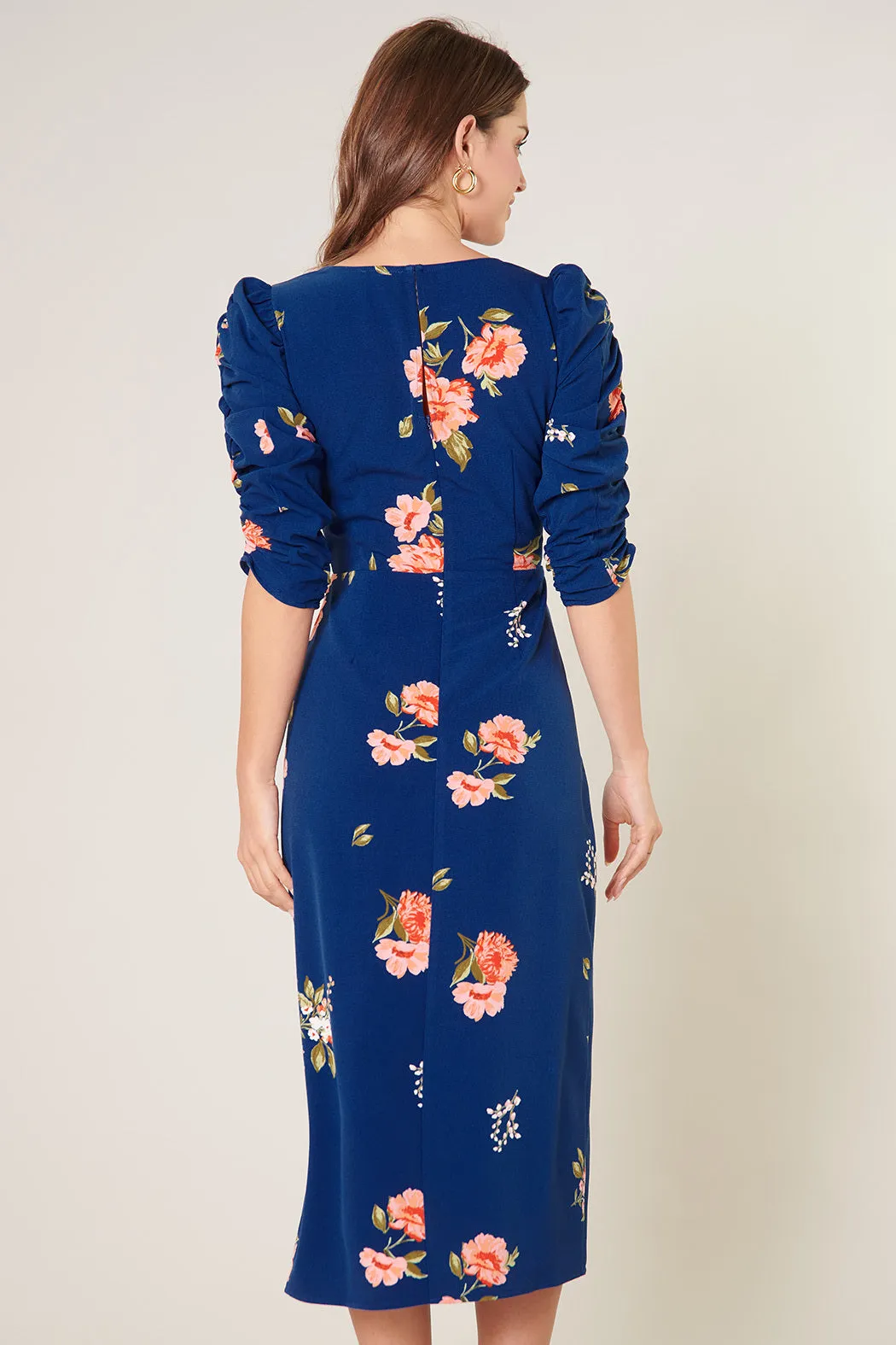 See You Soon Ruched Sleeve Midi Dress sold by Sugarlips product image thumbnail 3