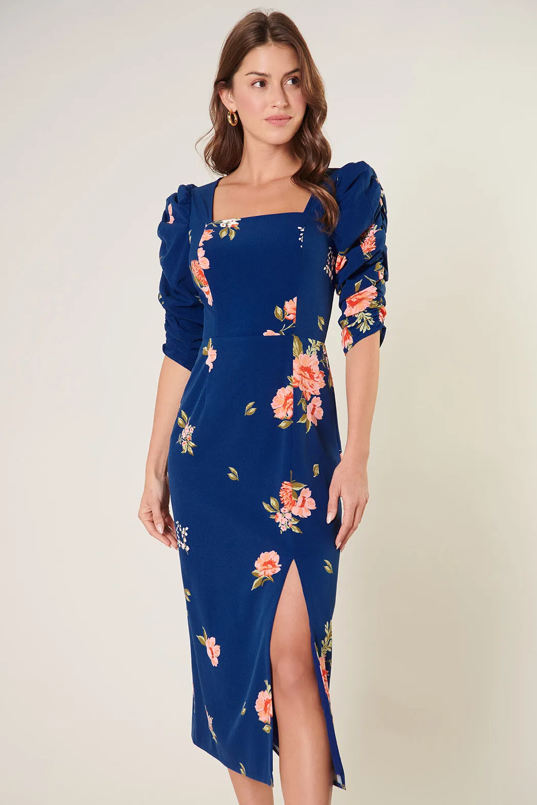 See You Soon Ruched Sleeve Midi Dress sold by Sugarlips product image thumbnail 2
