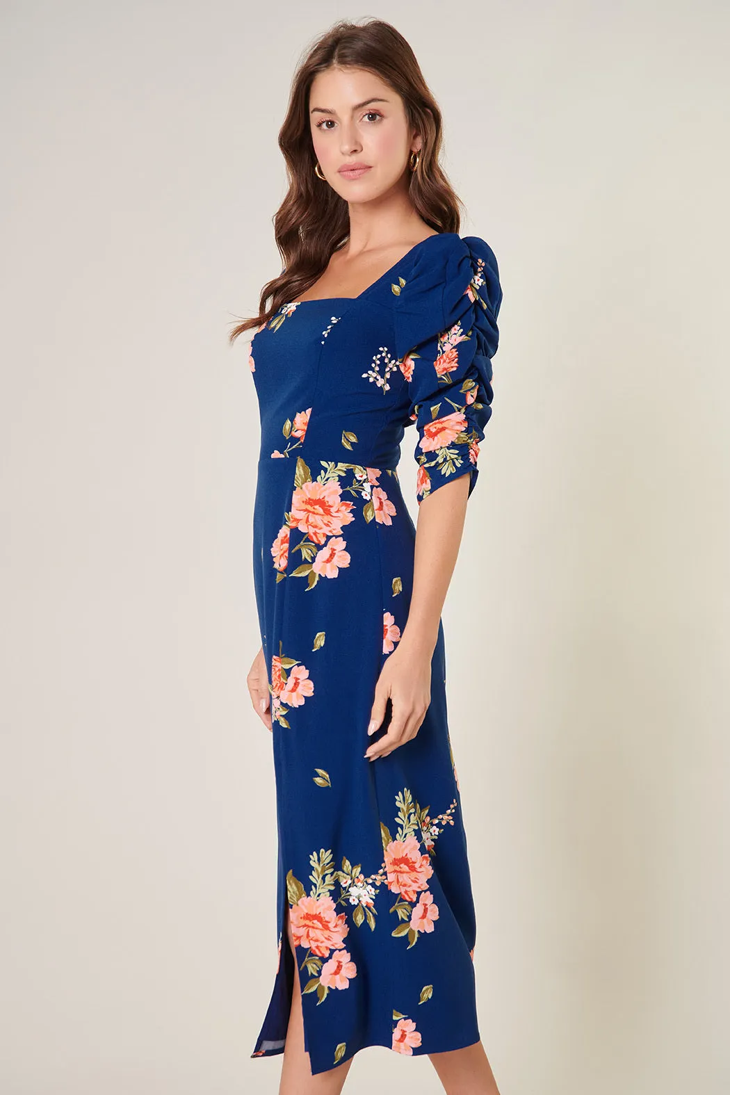 See You Soon Ruched Sleeve Midi Dress sold by Sugarlips product image thumbnail 4
