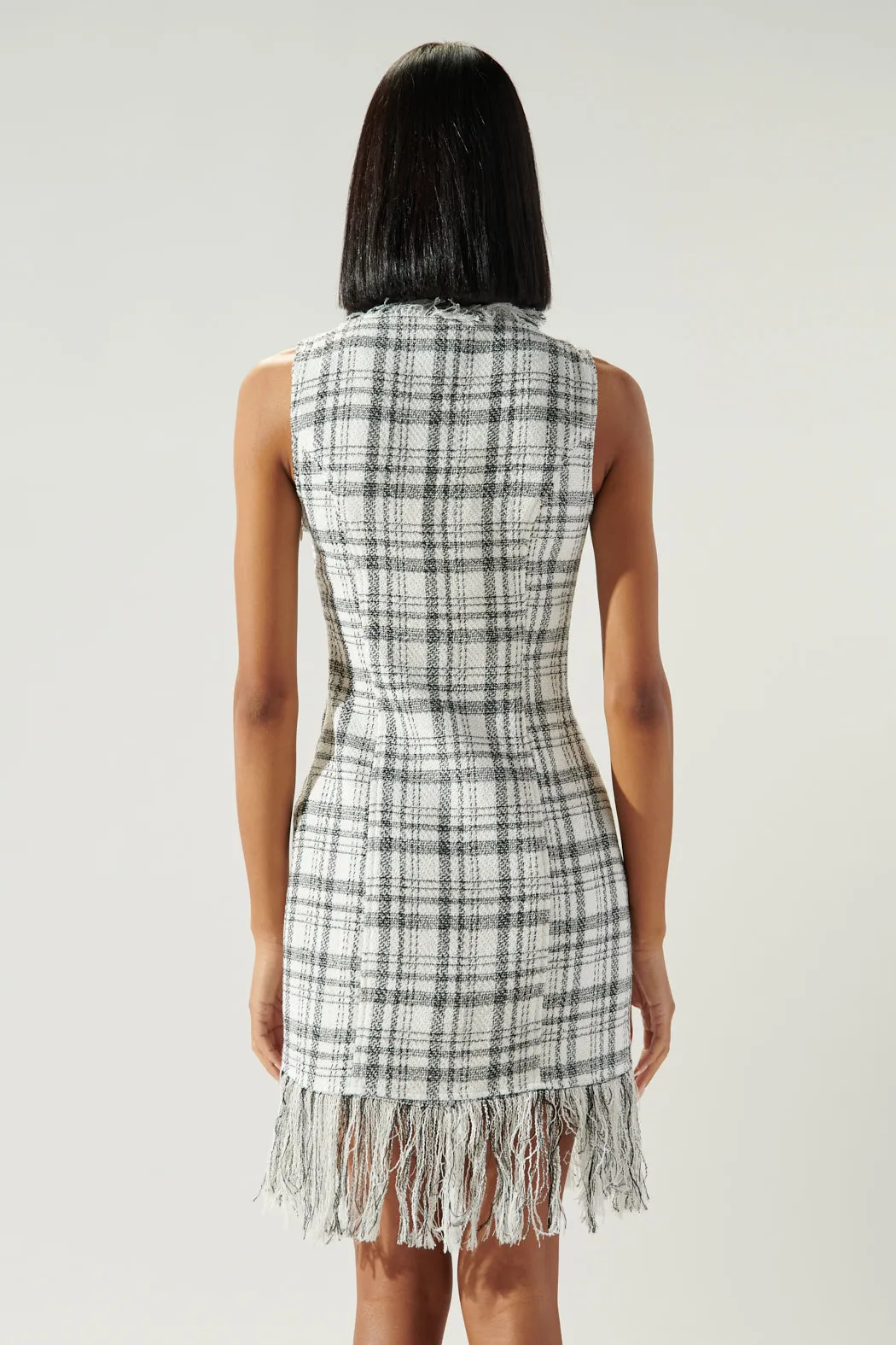Kamia Plaid Fringe Hem Tweed Dress sold by Sugarlips product image thumbnail 3