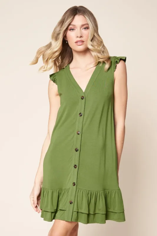 Parker Ruffle Button Jersey Knit Mini Dress sold by Sugarlips