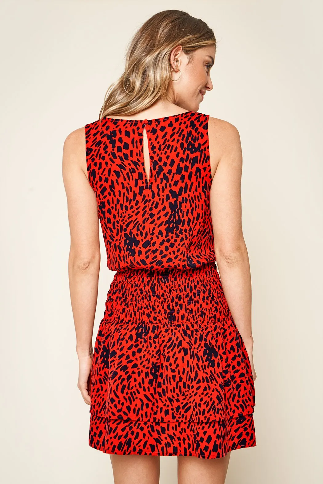 Fierce Feline Leopard Print Smocked Mini Dress sold by Sugarlips product image thumbnail 2