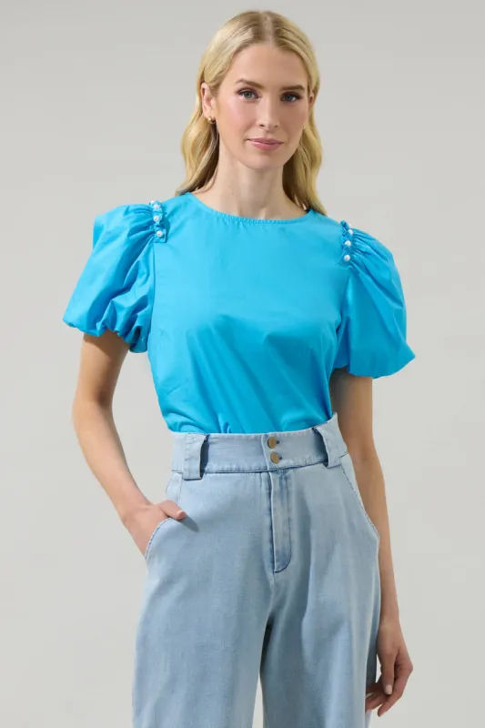 Rae Poplin Ruffle Short Sleeve Top sold by Sugarlips