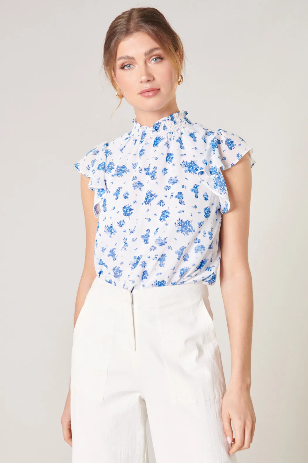 Fond of You Floral Sun Up Mock Neck Top sold by Sugarlips