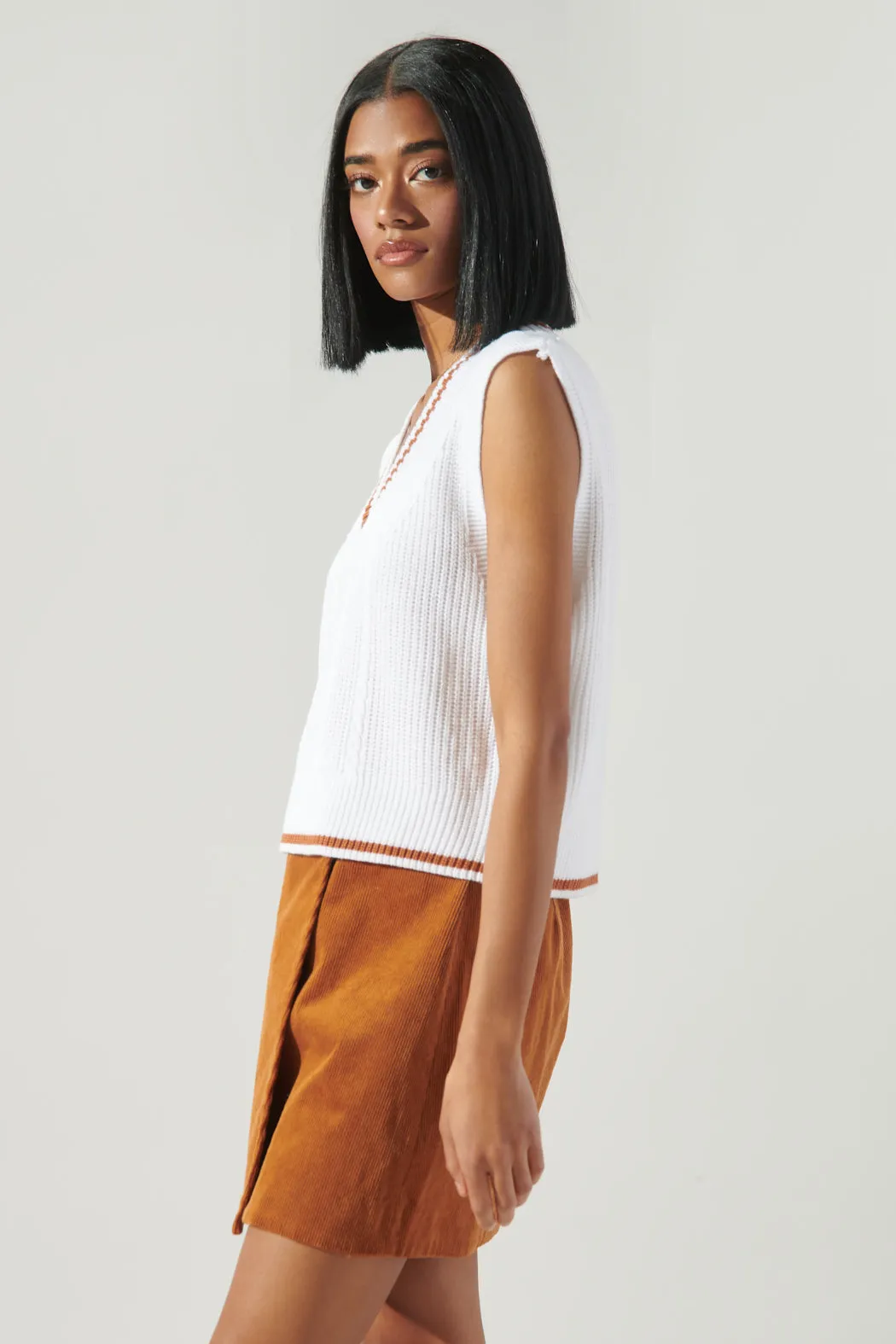 Varsity V Neck Knit Sweater Vest sold by Sugarlips product image thumbnail 4