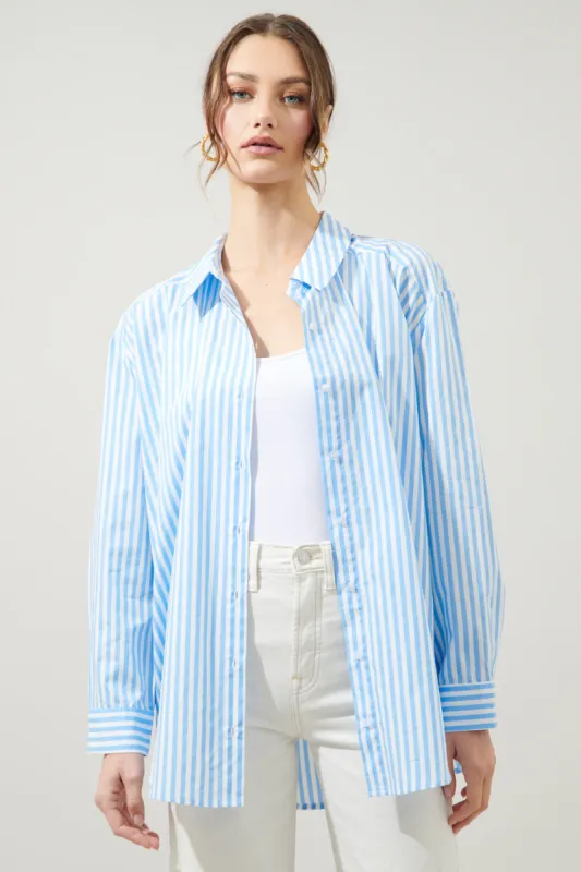 Dream State Oversized Striped Button Down Shirt sold by Sugarlips