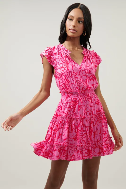 Malia Floral Toledo Tiered Mini Dress sold by Sugarlips