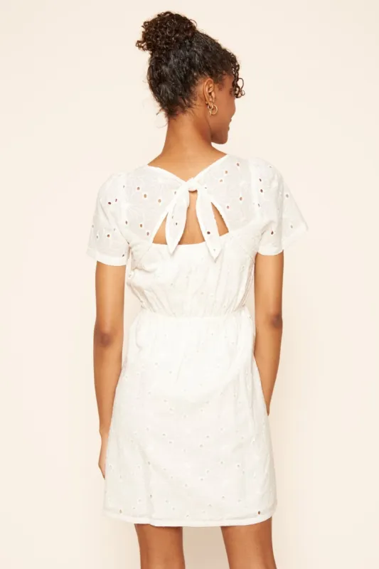 Too Cute Open Back Eyelet Mini Dress sold by Sugarlips