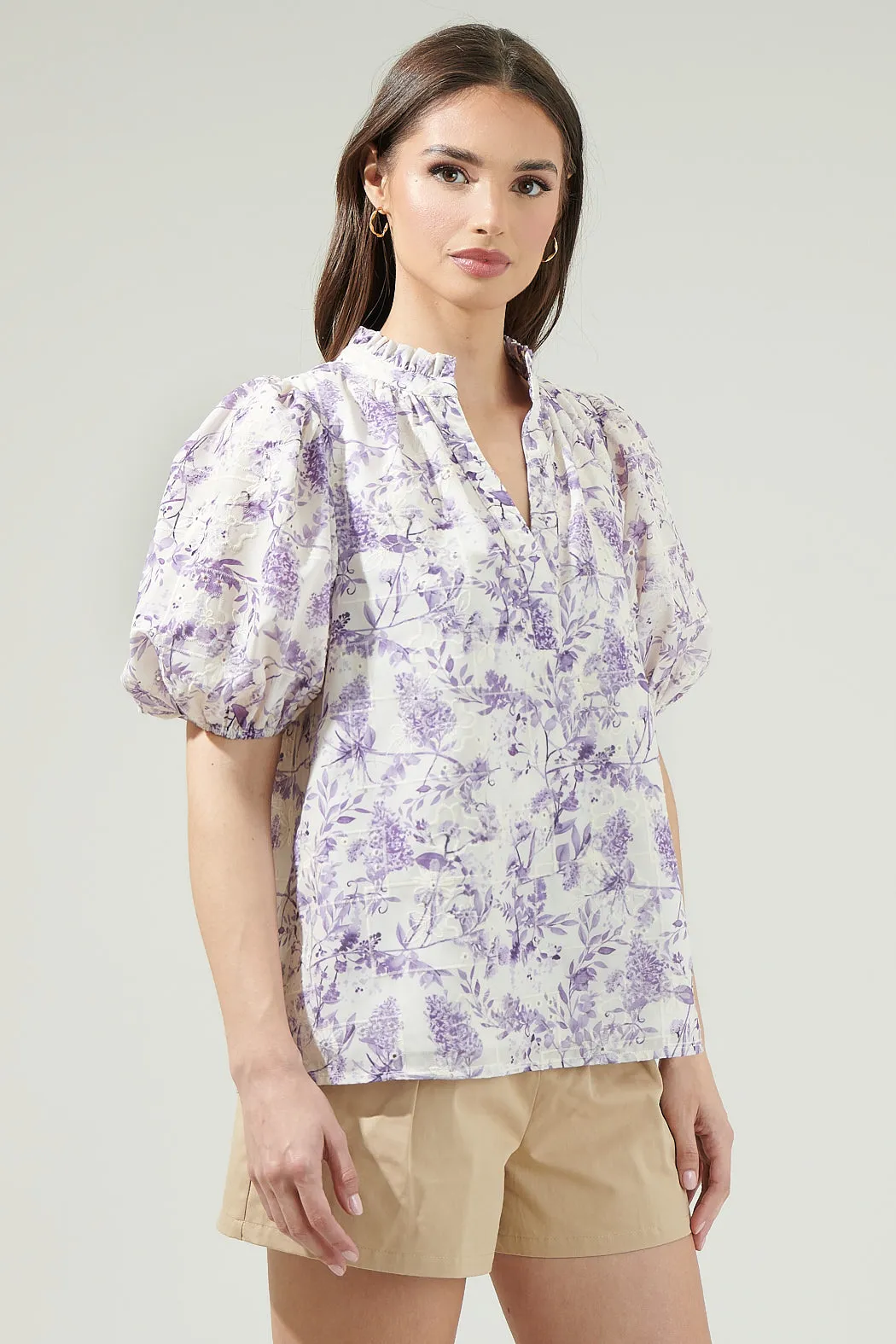 Kadisha Floral Close to You Split Neck Top sold by Sugarlips product image thumbnail 3