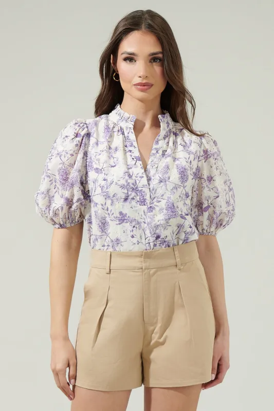 Kadisha Floral Close to You Split Neck Top sold by Sugarlips
