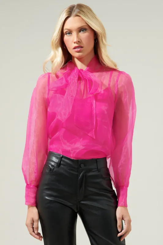 Clayton Organza Puff Long Sleeve Top sold by Sugarlips