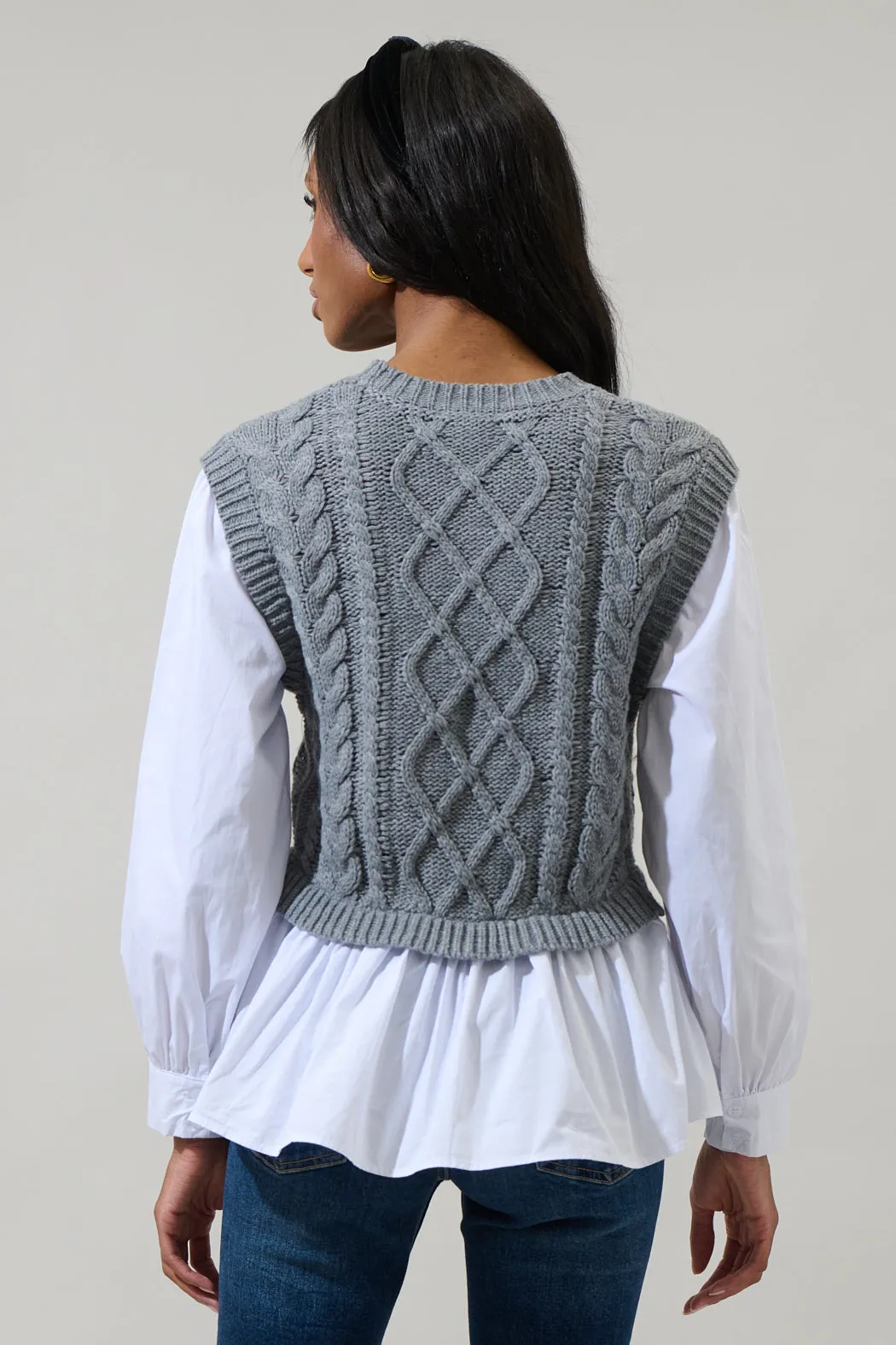 Javelina Mix Media Cable Knit SweaterVest Long Sleeve Top sold by Sugarlips product image thumbnail 3