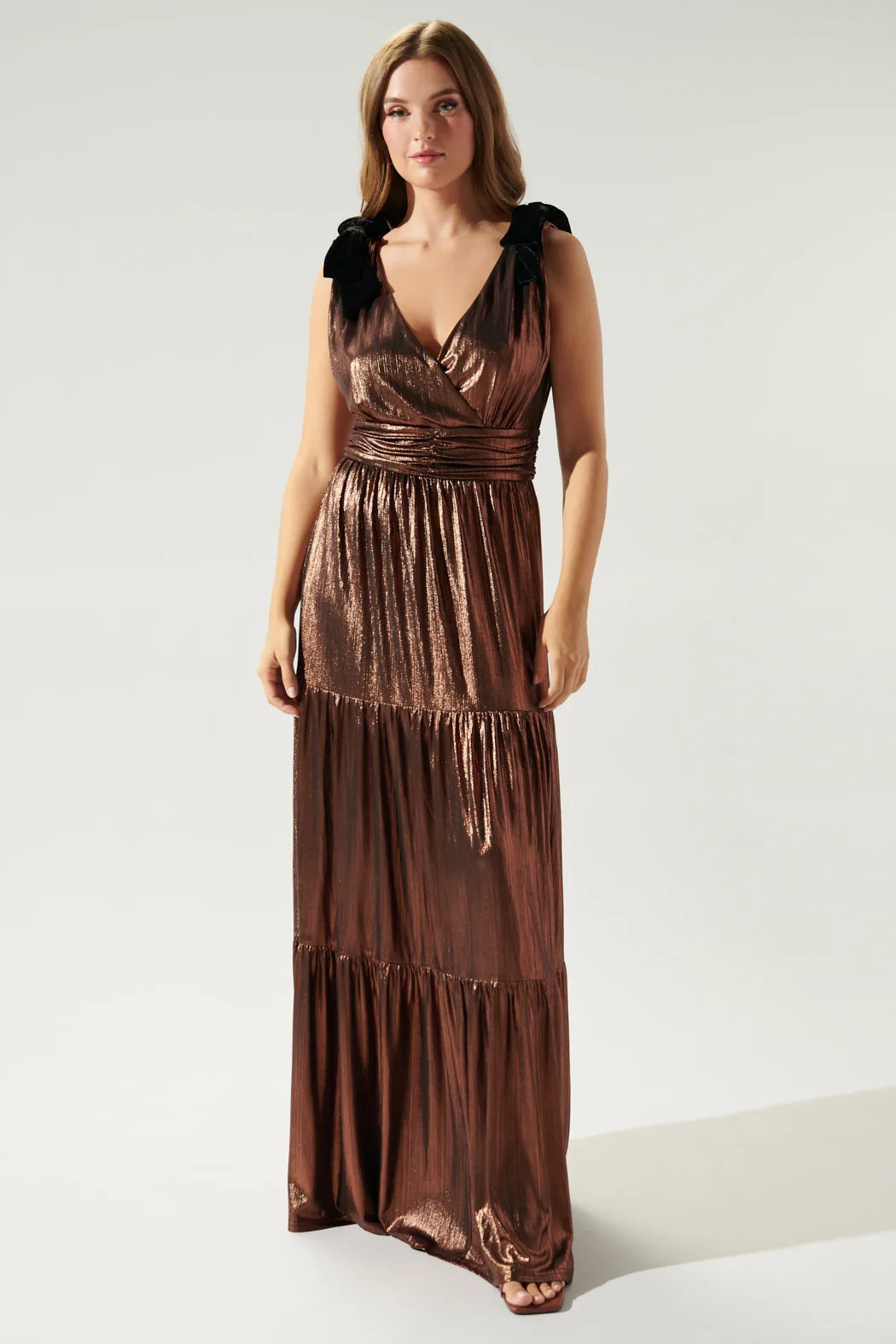 Cannes Liquid Satin Evening Tiered Maxi Dress sold by Sugarlips product image thumbnail 5