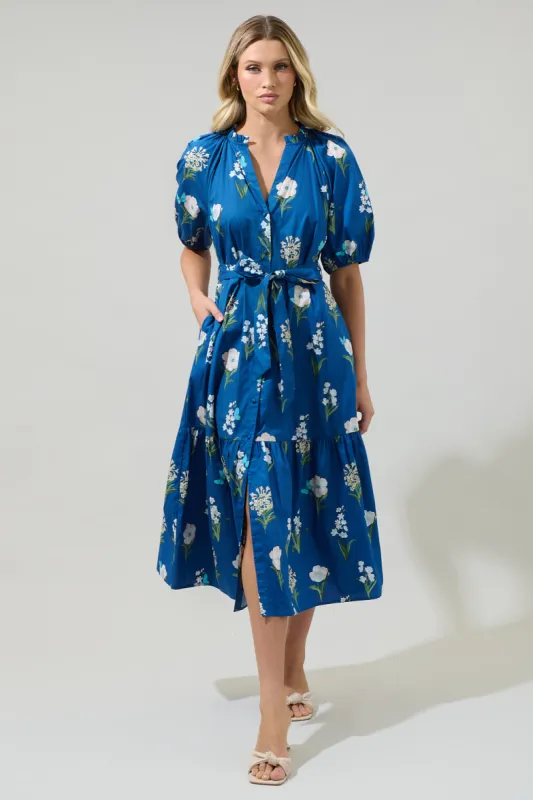 Madison Floral Wynette Tiered Midi Dress sold by Sugarlips