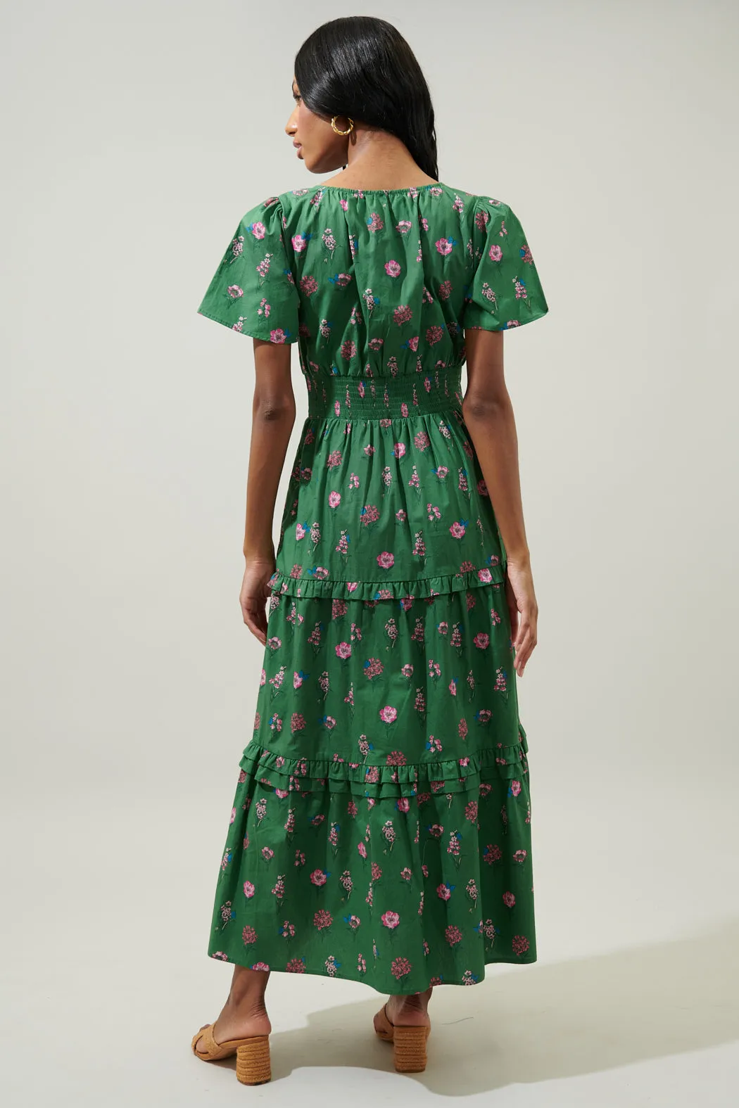 Trini Floral Palmer Poplin Tiered Maxi Dress sold by Sugarlips product image thumbnail 2