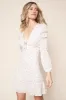 Marbella Floral Long Sleeve Lace Trim Mini Dress sold by Sugarlips