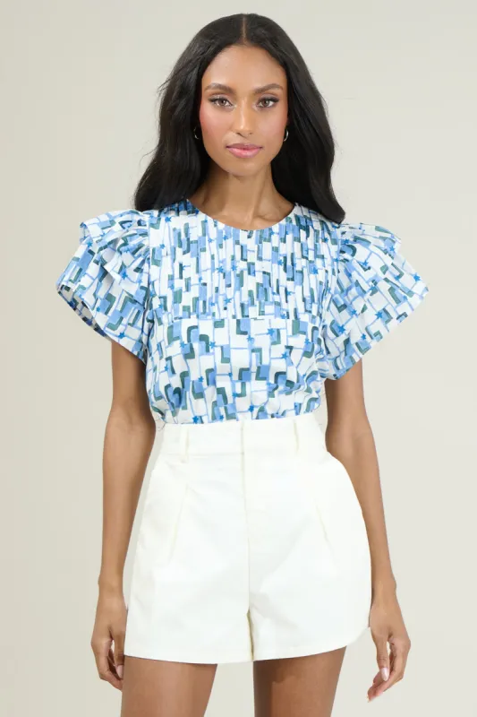 Darina Abstract Star Ruffle Top sold by Sugarlips