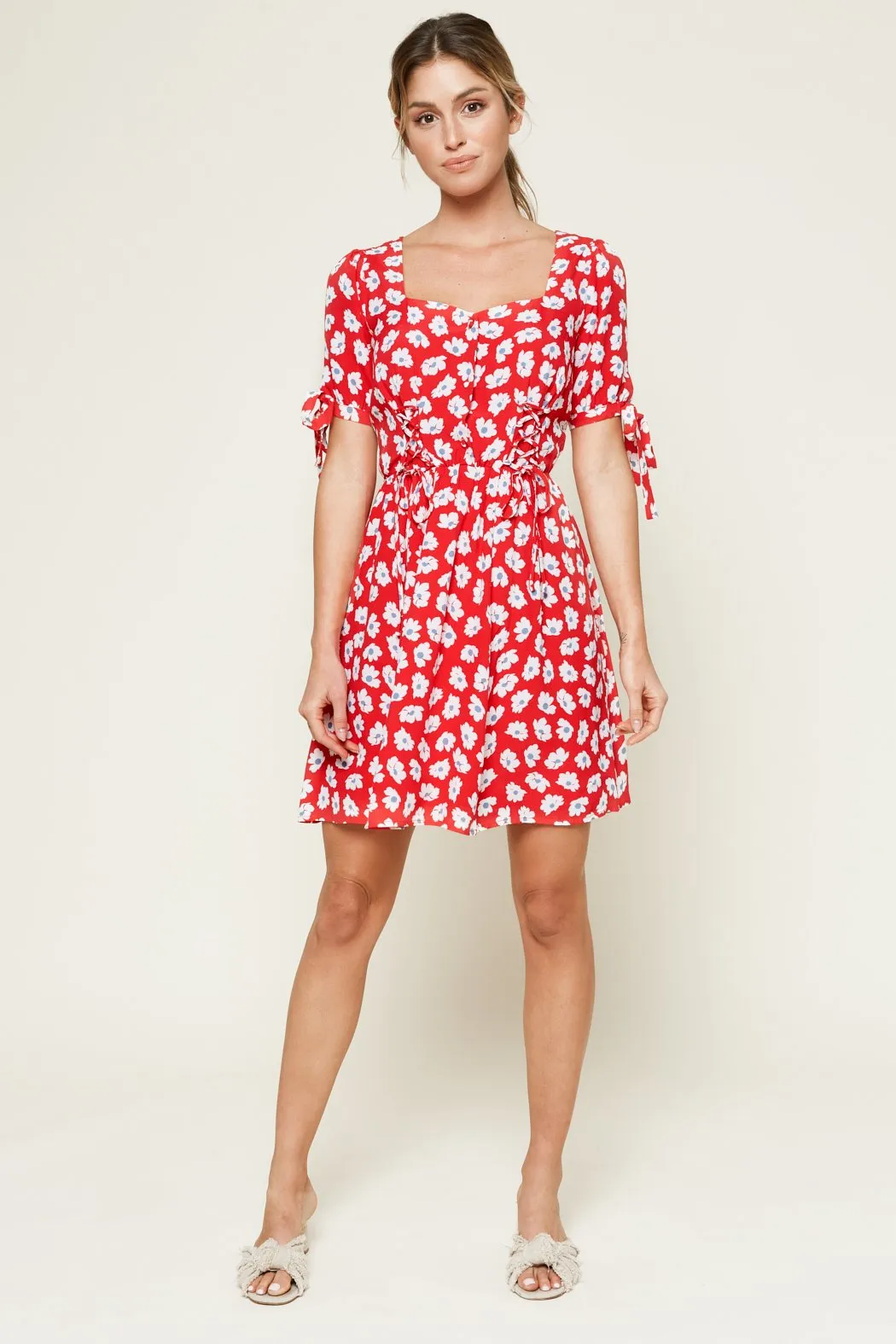 Good Grace Daisy Lace Up Mini Dress sold by Sugarlips product image thumbnail 5