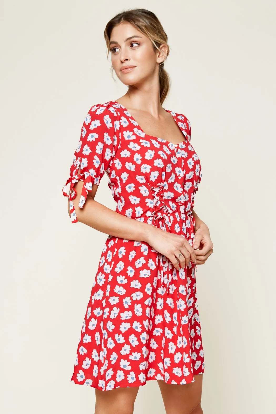 Good Grace Daisy Lace Up Mini Dress sold by Sugarlips product image thumbnail 3